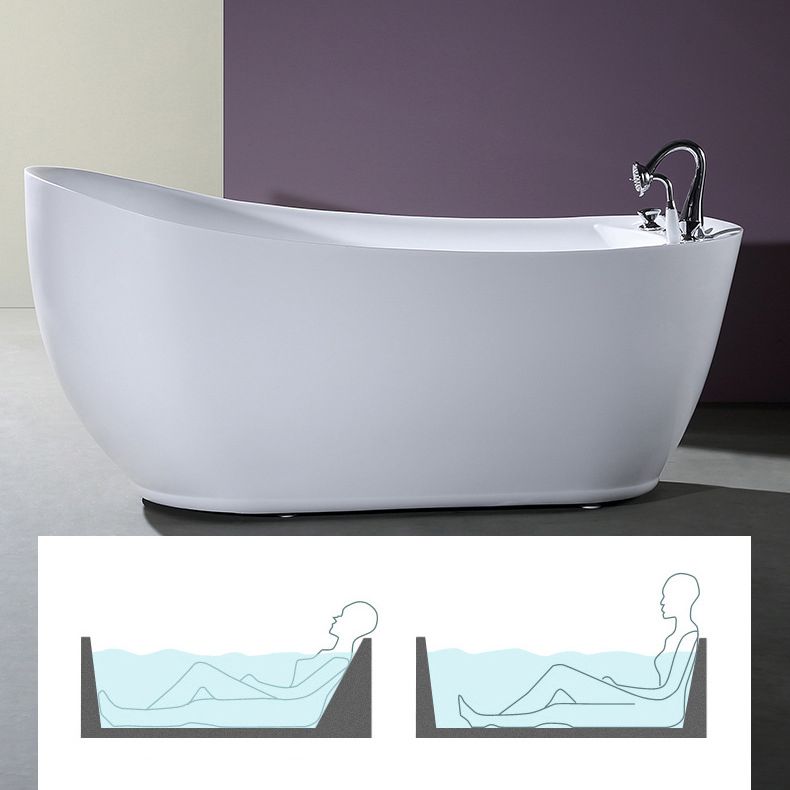 White Acrylic Oval Bathtub Soaking Freestanding Tub with Faucet