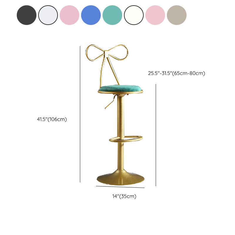 Glam Style Armless Counter Stool Upholstered Adjustable Height Bar Stool