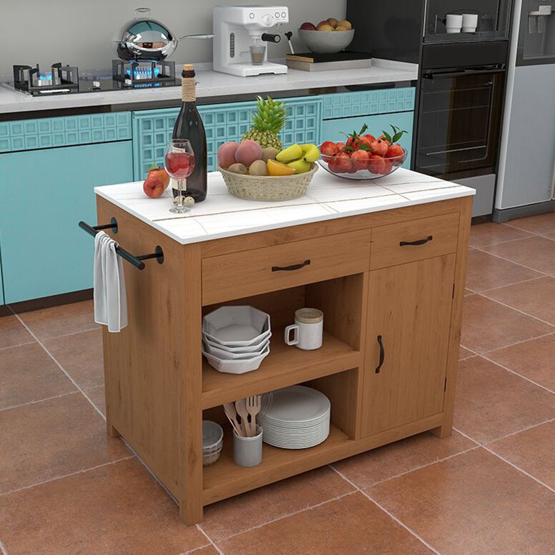 Contemporary Sintered Stone Kitchen Island Set Stationary Kitchen Island Table