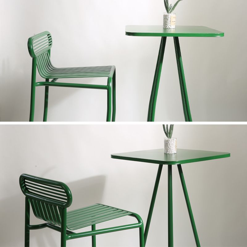 Industrial Square Bar Table Set 1/2 Pieces Pub Table with Iron Pedestal