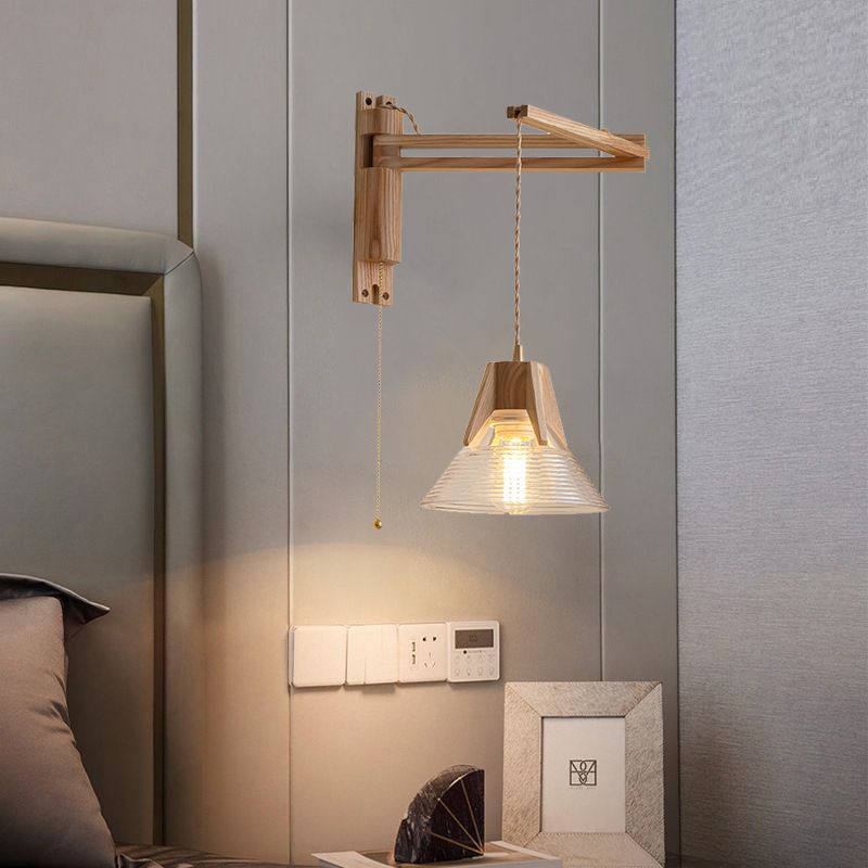Log Color 1-Light Wall Lamp in Modern Creative Style Wooden Geometric Wall Light
