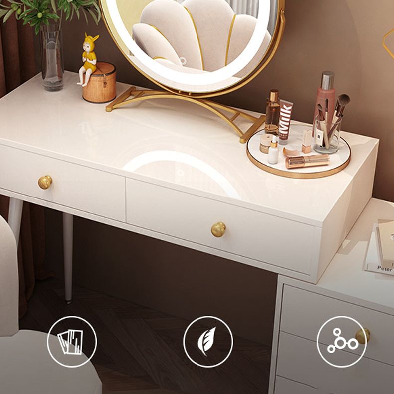 Modern White Solid Wood Makeup Vanity Desk Bedroom Vanity Dressing Table Set