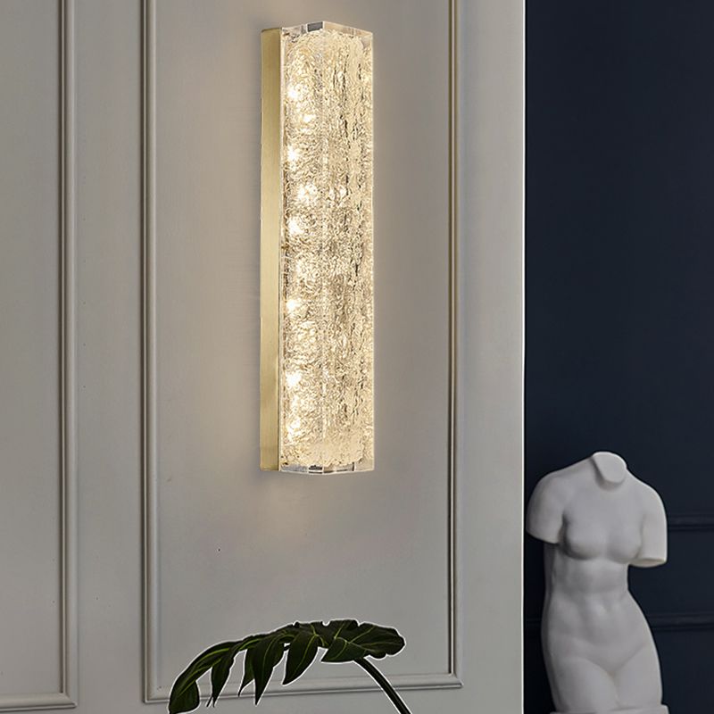 Modern Style Brass Wall Light Cuboid Shape Wall Sconce for Living Room