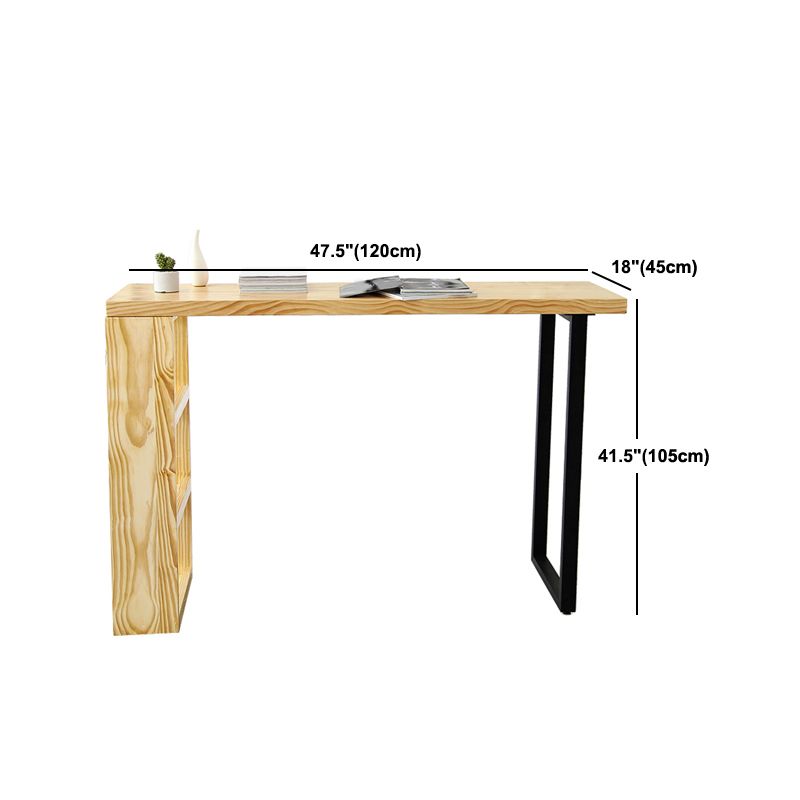 Modern 3-shelf Bar Table Rectangle Solid Wood Bistro Bar Table in Natural