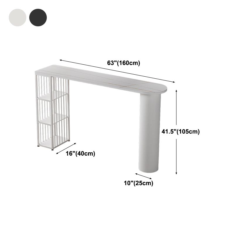 Contemporary Bar Dining Table with Shelves Indoor Bar Height Table Iron Base
