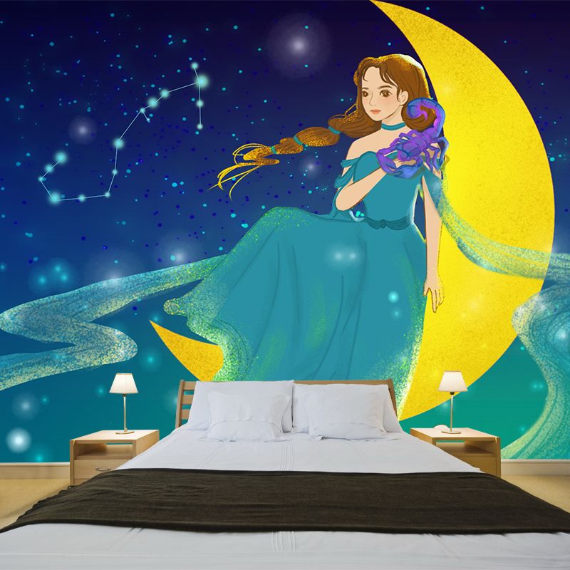 Kids Constellation Scorpio Wall Mural Aqua Waterproof Wall Decor for Girls Bedroom