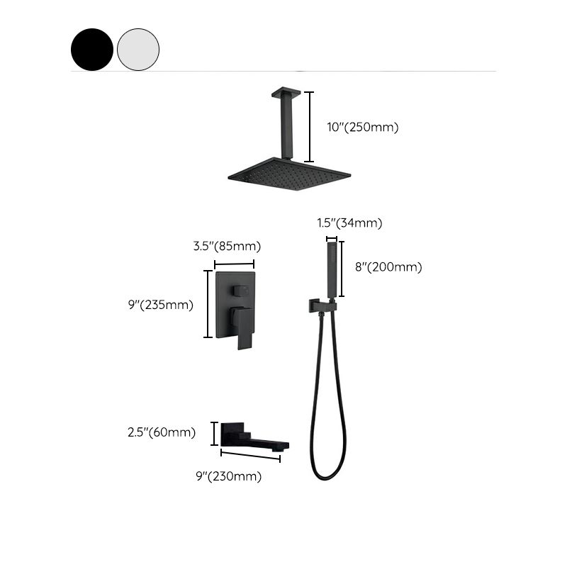 Square Adjustable Water Flow Faucet Shower Arm Shower System with Handheld Shower Head
