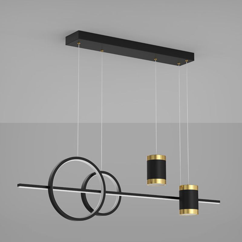 5 Light Cylinder Island Lighting Fixtures Contemporary Metal Chandelier Light