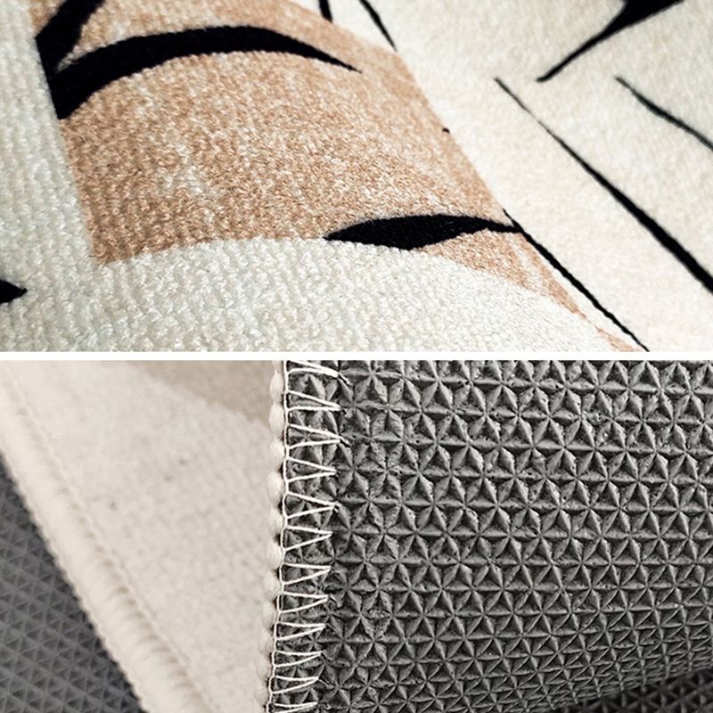 Beige Modern Rug Polyester Graphic Rug Stain Resistant Rug for Living Room