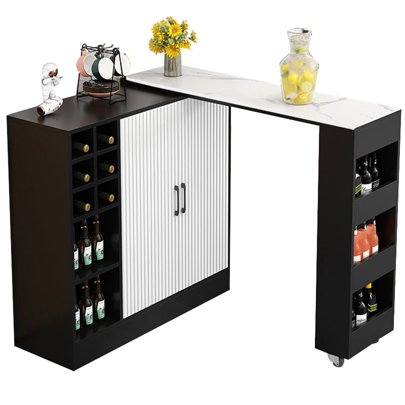 Rectangle Counter Height Table Modern Bar Dining Table with Shelves