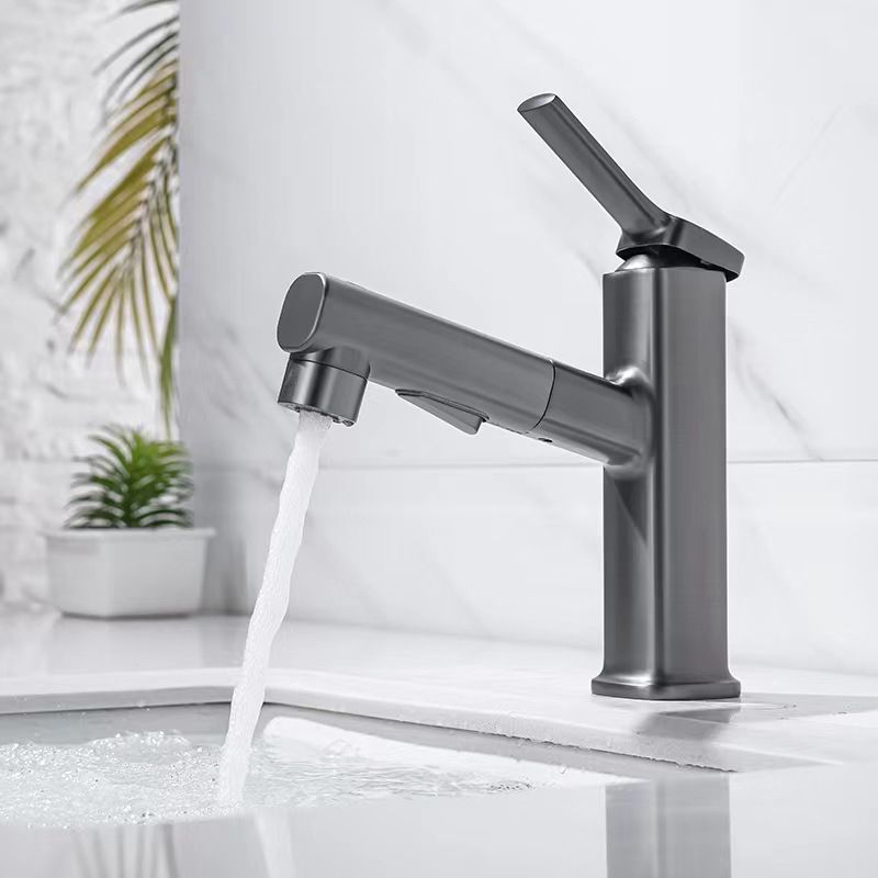 Contemporary Vessel Faucet Pull-out Centerset Faucet with Swivel Spout