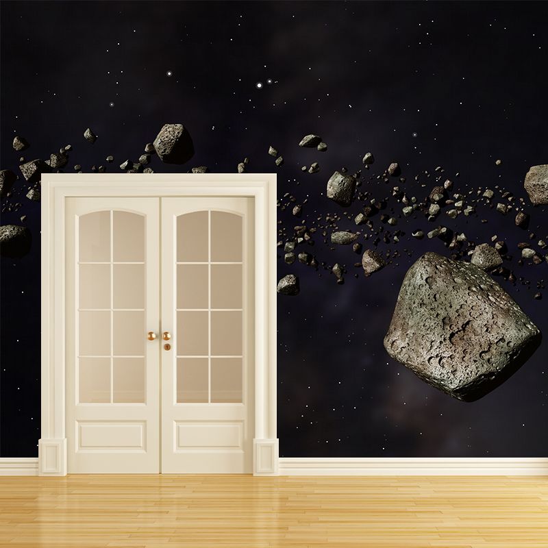 Black Anti-Gravity Stone Mural Moisture Resistant Wall Covering for Boys Bedroom