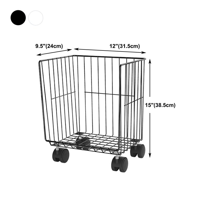 Modern Style Bookshelf Closed Back Metal Bookcase with Caster Wheels for Home Use