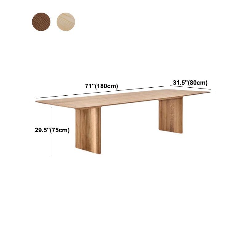 Rectangle Modern Dining Table Double Pedestal Table with Solid Wood