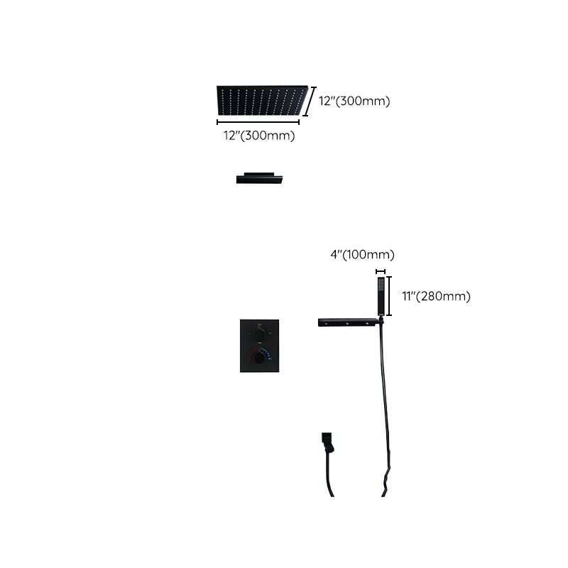 Modern Shower Faucet Adjustable Water Flow Rain Shower Head Shower System in Black