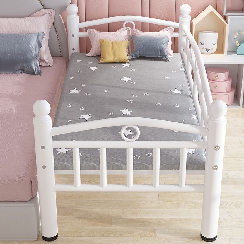 Metal Crib in White Industrial Iron Crib with Guardrails Nursery Bed