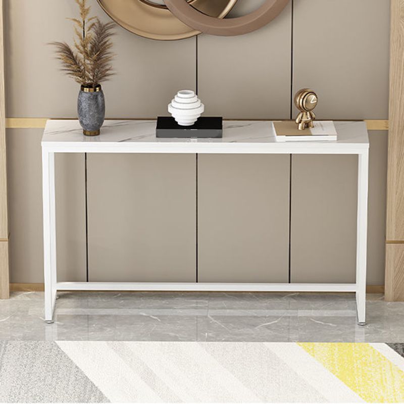 Trestle Legs 41.33" H Table Stone Rectangle Console Accent Table