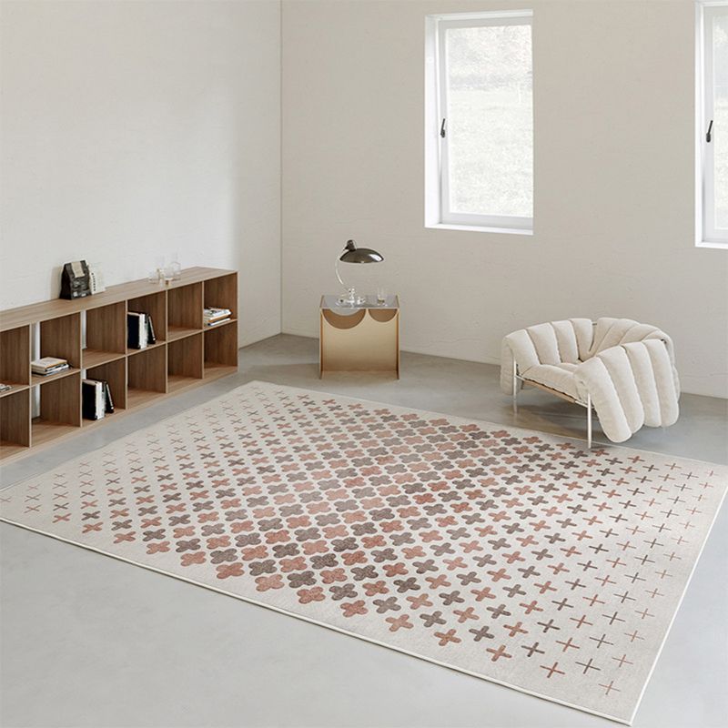 White Modern Rug Graphic Polyester Area Rug Washable Rug for Home Decor