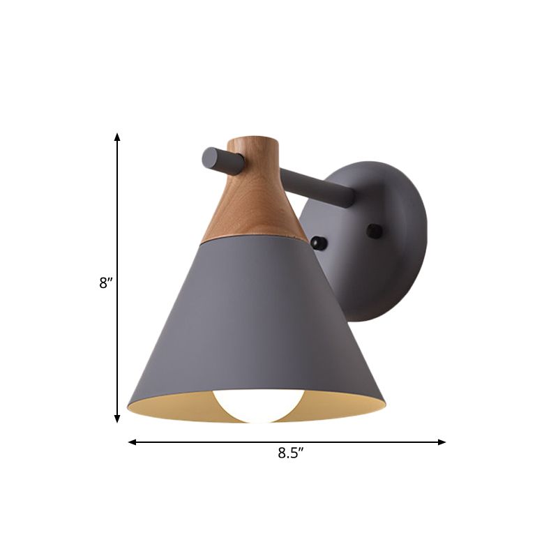 Macaron -stijl ondertint wandlicht Conische schaduw 1 kop metalen wandlamp voor keukengang