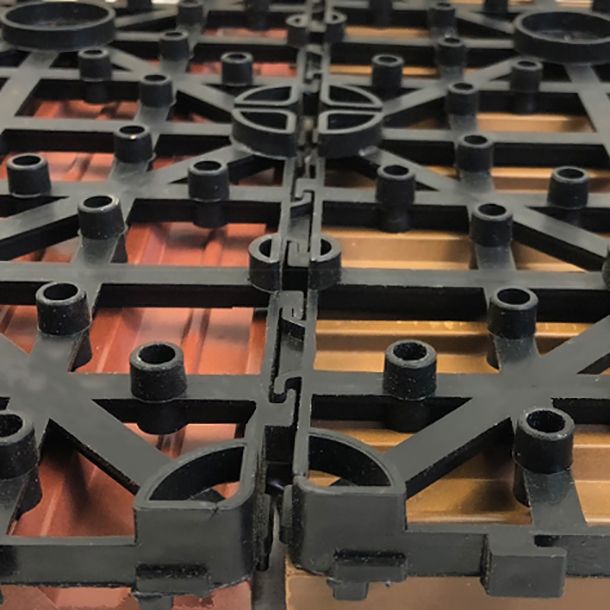 Composite Square Decking Tiles Interlocking Striped Pattern Patio Flooring Tiles