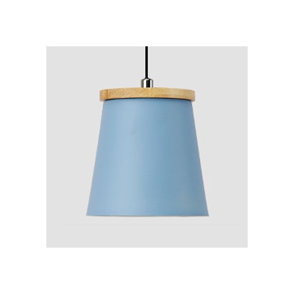 Metallic Bucket Shape Suspension Light Kitchen Dining Room One Light Modern Pendant Light