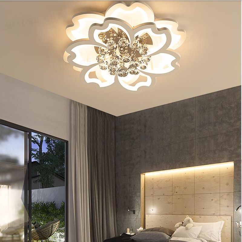 Lampada da soffitto a forma di fiore con sfera di cristallo, moderna lampada da incasso a LED bianca in luce calda/bianca/quarta marcia