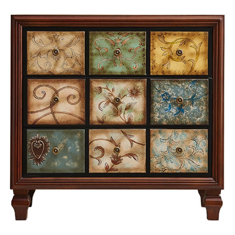 Traditional Wooden Bedroom Chest Horizontal Storage Chest with Drawers