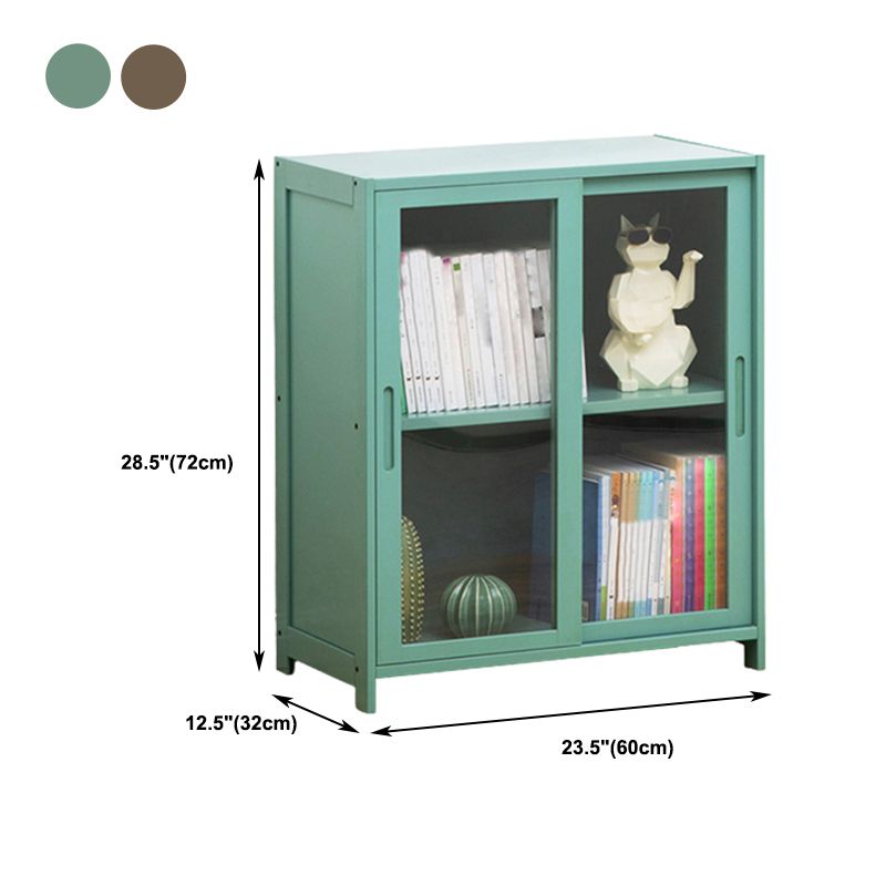 Vertical Bookcase with Doors Bamboo Book Shelf for Home Office