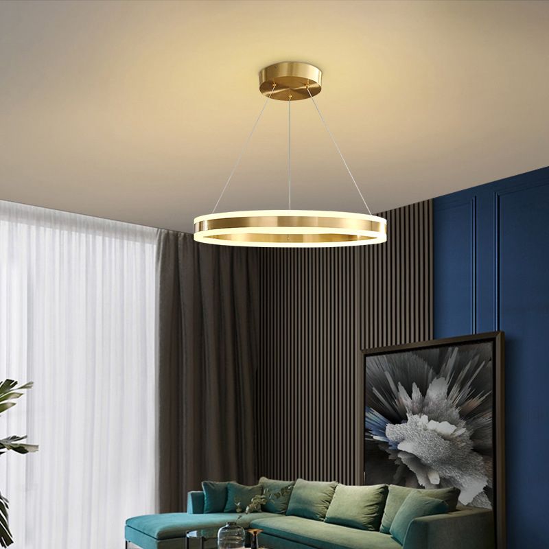 Circular Metal Hanging Ceiling Light Modern Style Suspension Pendant Lighting