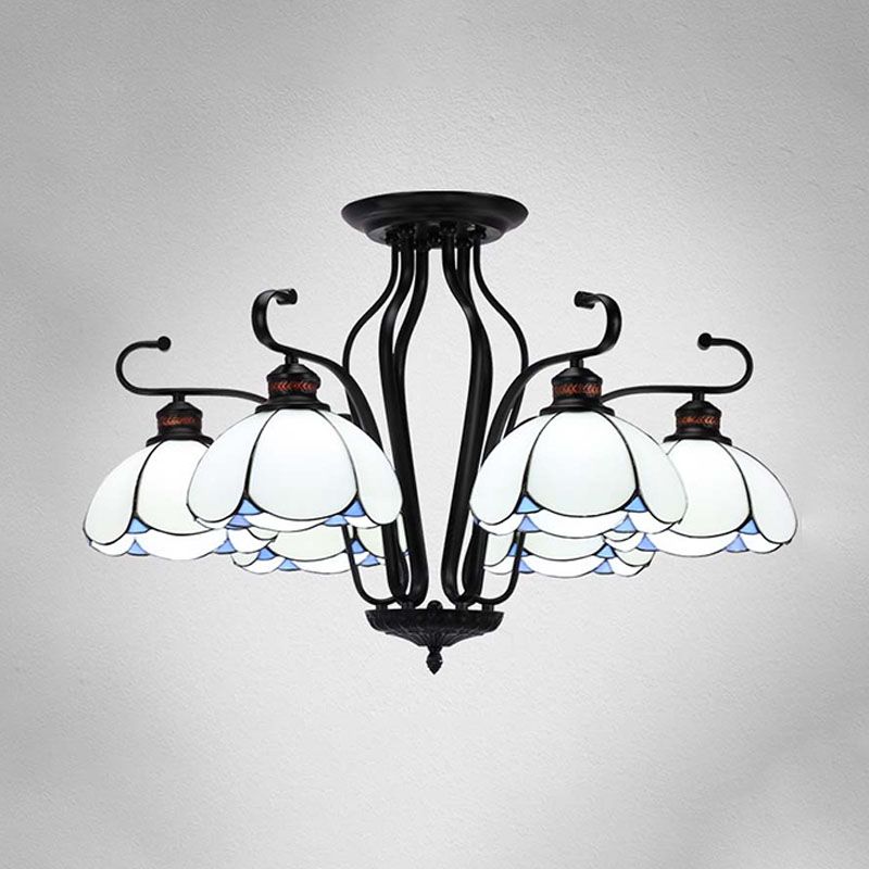 Black SmaswoPed Hanging Chandelier barocco 6/8 Luci kit di luce in vetro bianco/giallo/blu per soggiorno