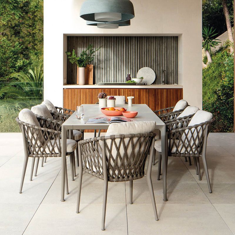 Matte Finish Boho Dining Table Set 1/2/5/7 Pcs Rattan Dining Set