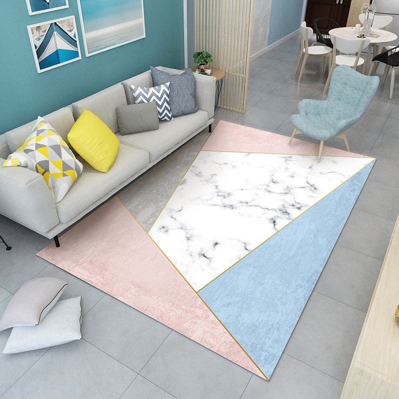 Simplicity Indoor Rug Leisure Marble Print Carpet Polyester Stain Resistant Carpet for Home Decor
