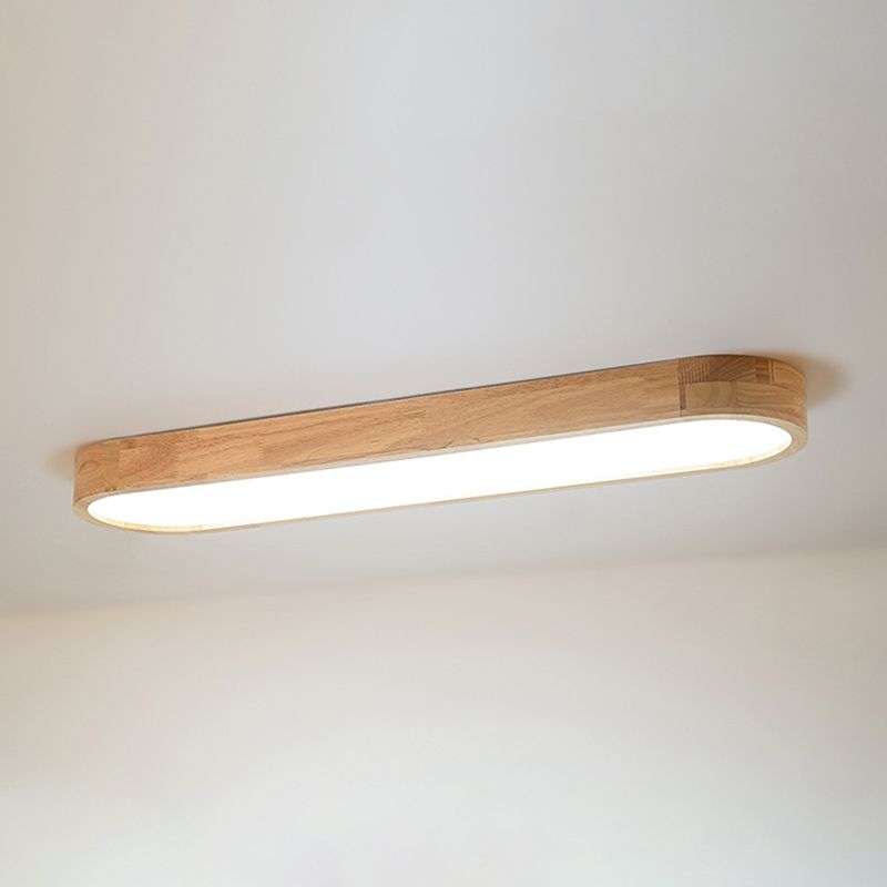 Lámpara de techo ovalada de estilo Simple y moderno, luz LED de madera empotrada para sala de estar