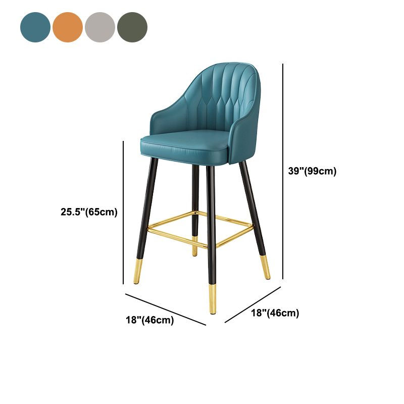 Leather Seat Barstool Nordic Style Iron Pedestal Bar Stool for Dining Room