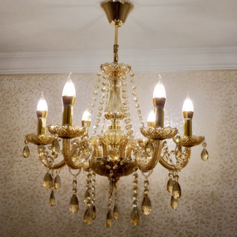 Forme de bougie cristalline Plafonner légère style européen multiculture de la lumière suspendue