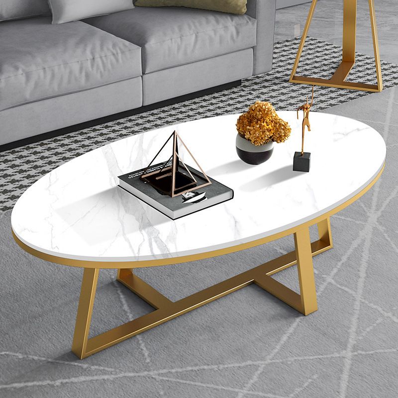 1 Slate Oval Coffee Table Modern Cocktail Table for Living Room