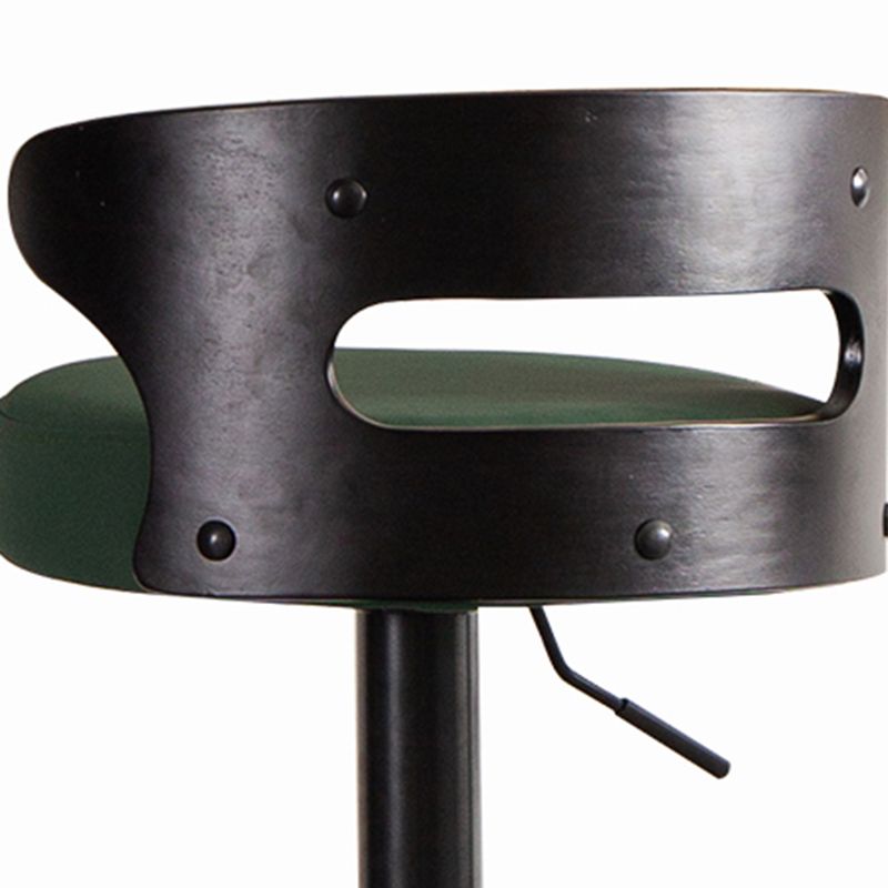 Industrial Style Bar Stool Round Leather Seat with Adjustable Height for Counter Bar