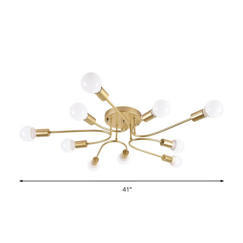 Starburst Semi Flush Mount Lighting Nordic Metal 6/8/10 Lichter Weiß/Gold/Schwarz Deckeneinbauleuchte für Schlafzimmer