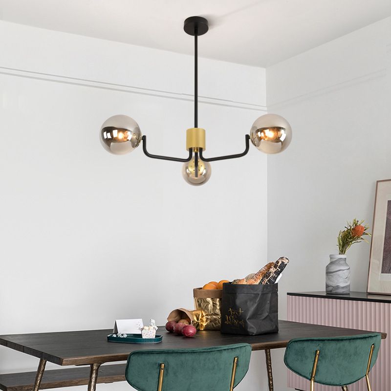 Gray Glass Chandelier Lighting Fixture Modern Chandelier Pendant Light for Living Room