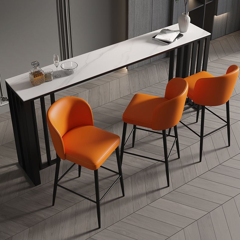 Double Pedestal Rectangle Hall/Pub Table Stone Modern Counter Height Table