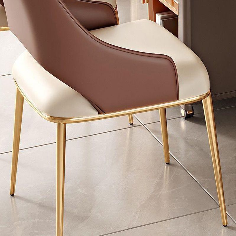 Glam Kitchen Chair Gold Legs Indoor Open Back Dining Arm Chair