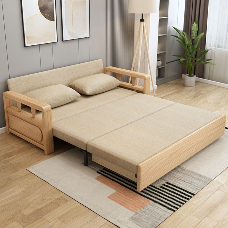 Scandinavian Foldable Futon Sleeper Sofa Square Arms Futon and Mattress