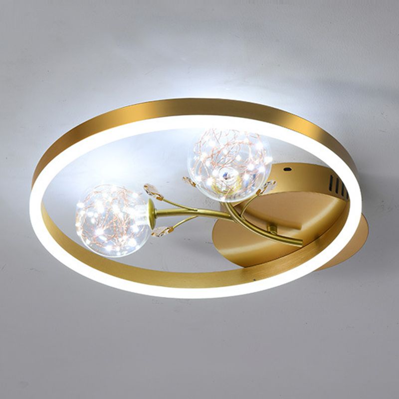 Modern Style Spherical Shape Ceiling Light Glass 3 Light Ceiling Light for Living Room
