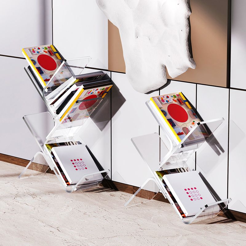 Modern Open Back Standard Bookshelf Acrylic Bookcase with Shelves for Study Room