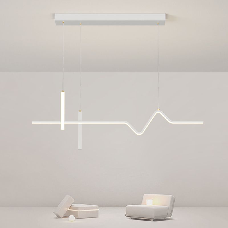 Linear Modern 3 - Light Ceiling Pendant Fixture in Matte LED White Kitchen Island Fixture