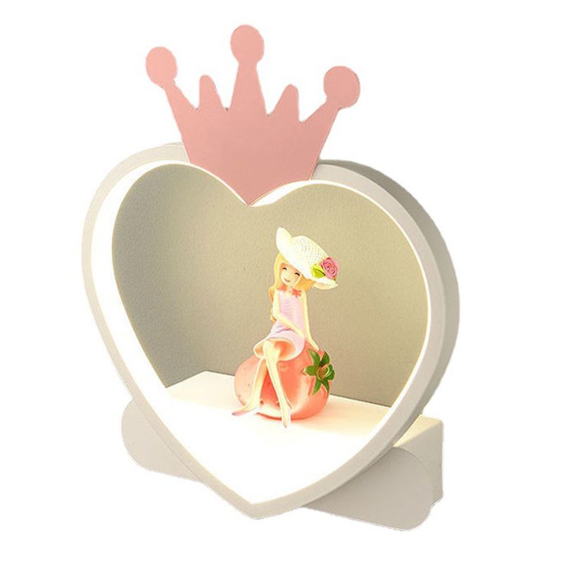 Heart-shaped 1-Light Wall Sconce Kids Style Metal Wall Light Fixture without Decorations