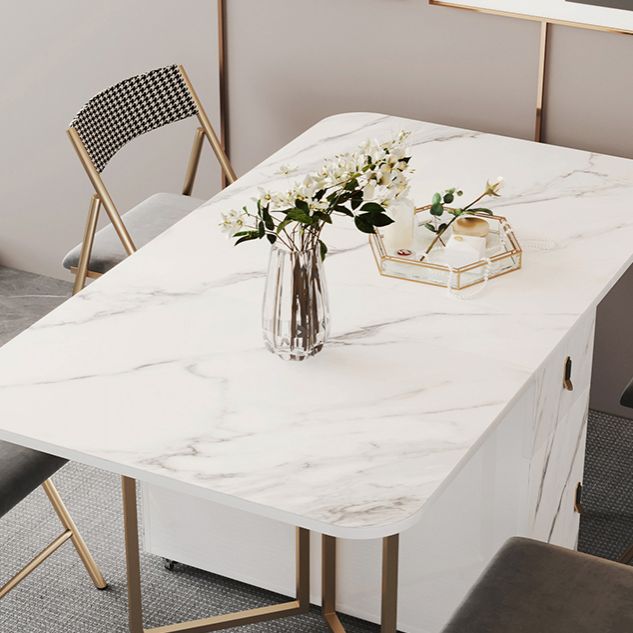 Rectangle Contemporary Sintered Stone Dining Room Set Foldable Dining Furniture for Restaurant