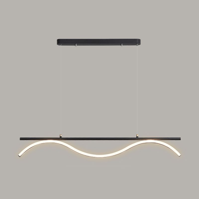 Linear Shape Island Lighting Idea Modern Style Metal 1-Light Island Pendant