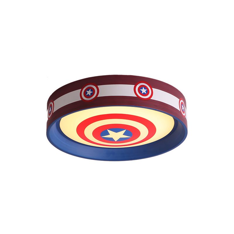 Luz LED de techo para niños con montaje empotrado y escudo metálico en rojo y azul con pantalla acrílica, 16,5"/20,5" W