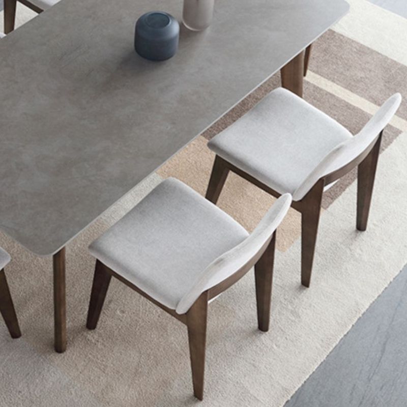 Wood Kitchen Dining Chair Contemporary Upholstered Dining Chair in Grey